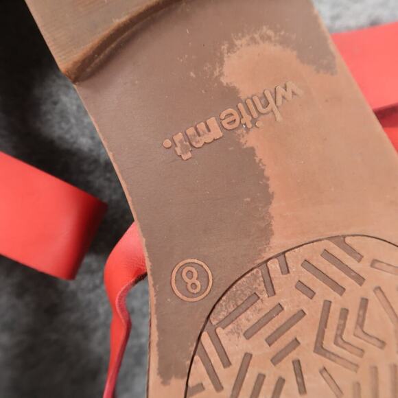 White Mt Shoes Womens 8 Sandals Slip On Casual Toe Ring Flat Red Boho Summer - Picture 9 of 9